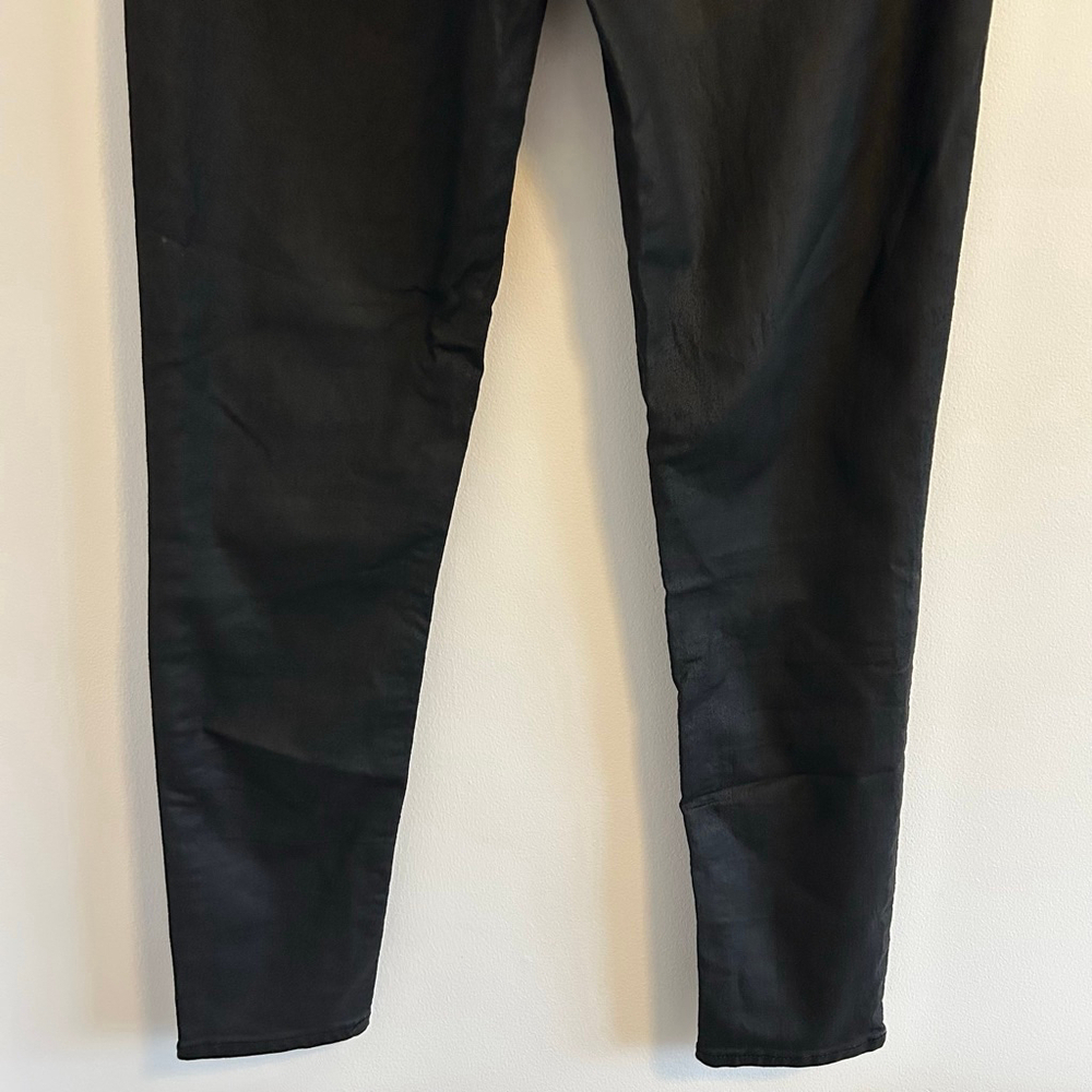 REISS Black Coated Skinny Jeans Size 29 | Faux Leather High Rise - Picture 11 of 13
